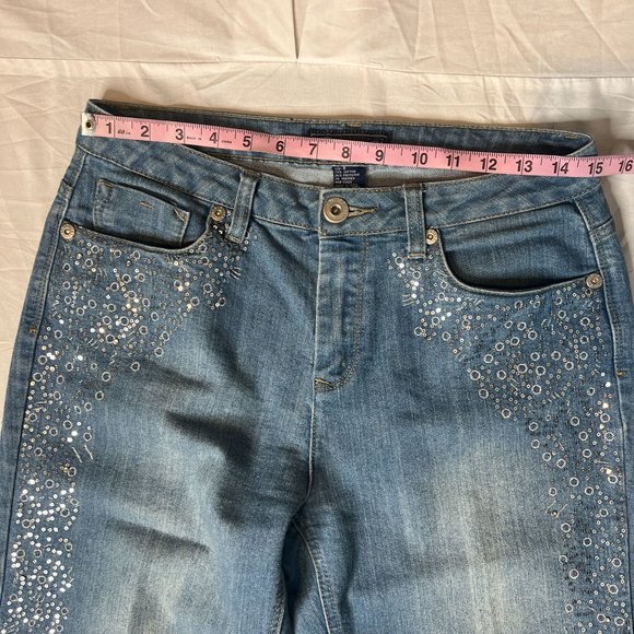 Baccini‎ Women's Blue Sequin Denim Bootcut Jeans Size 8 - Picture 5 of 7